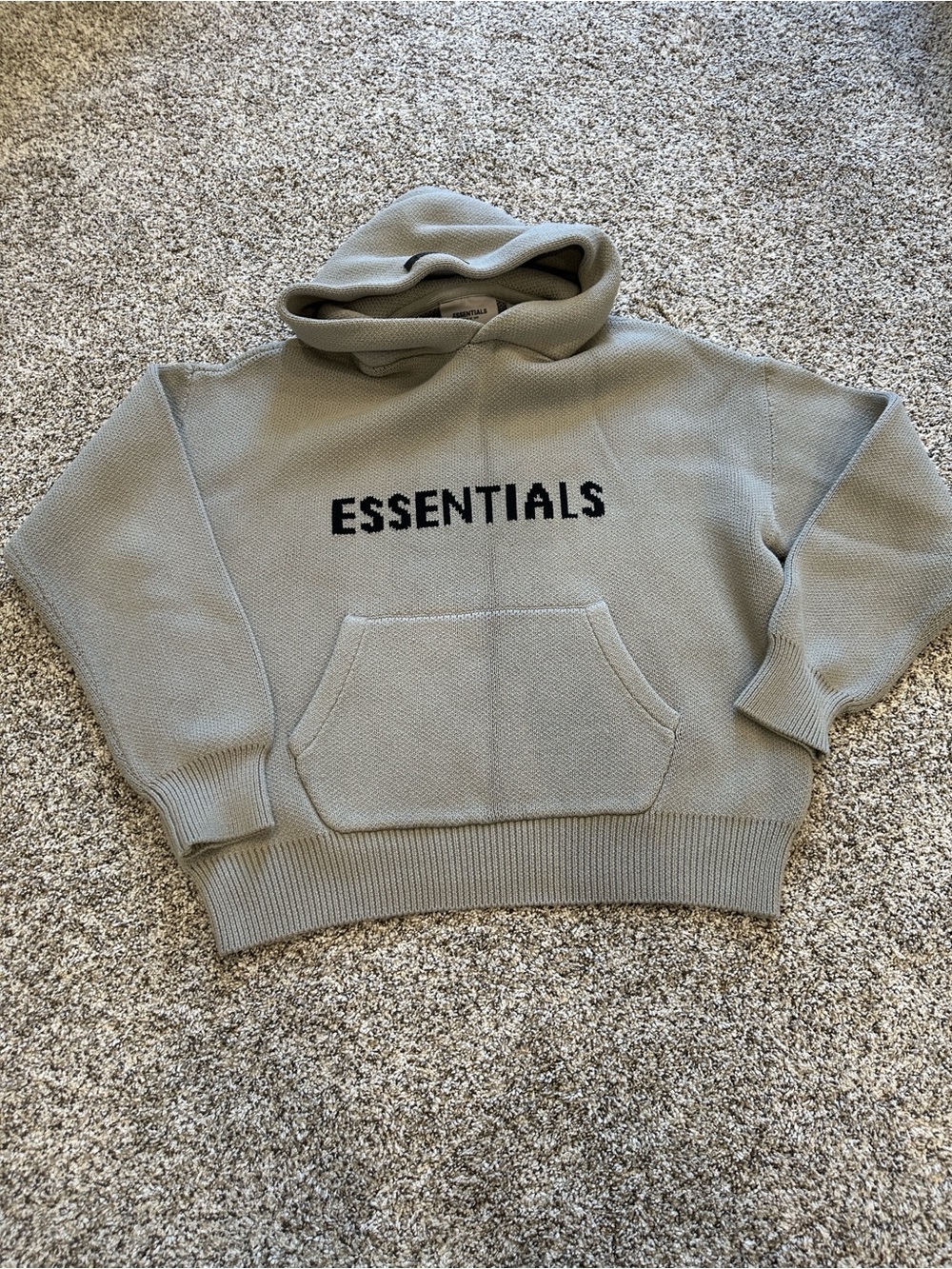 Fear of God Essentials Hoodie Sweater in Light Sage with Black Logo